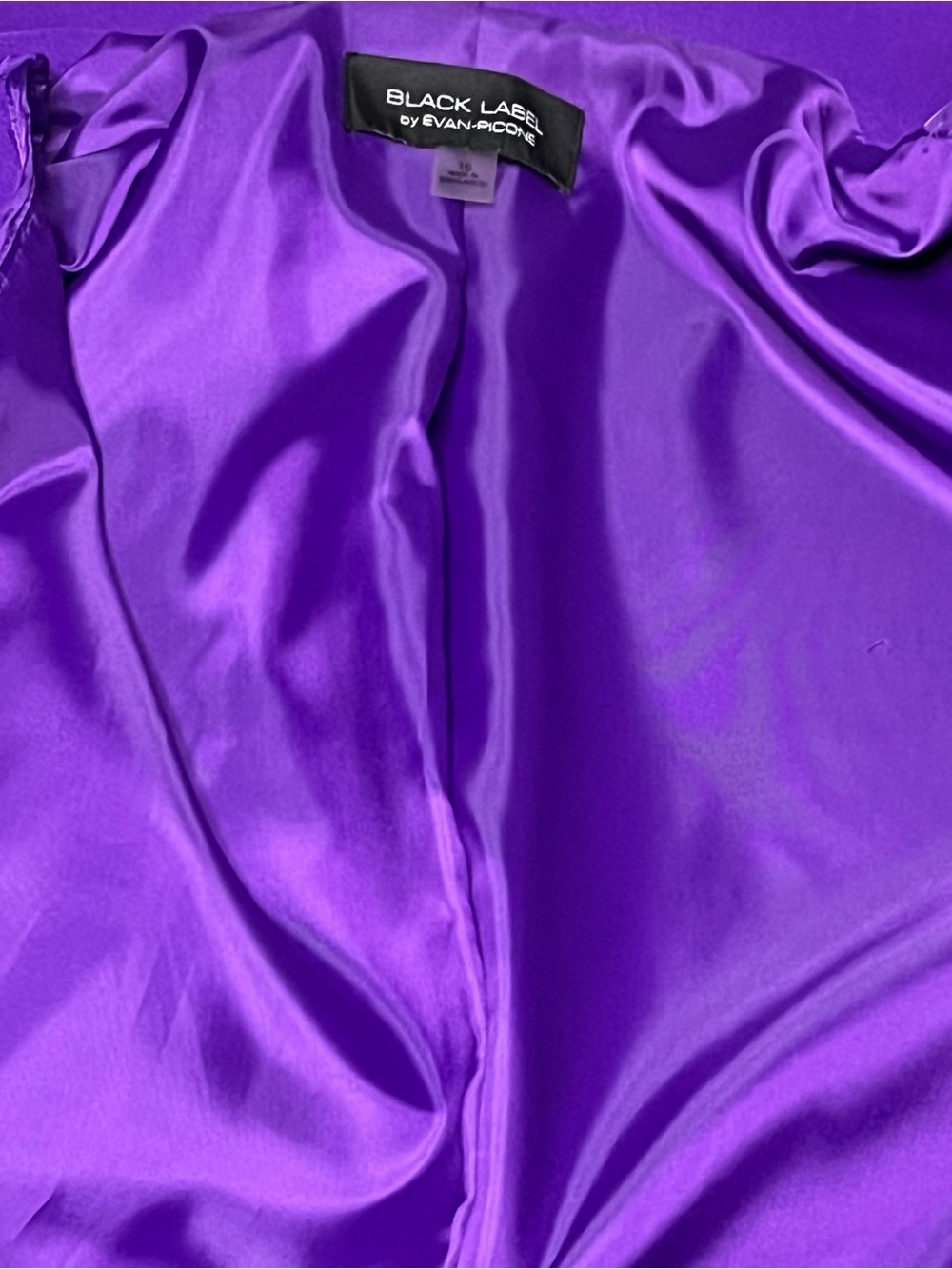 Black Label by Evan-Picone Open Front Jacket Blazer Women Size 16 Purple Lined - Picture 6 of 6
